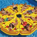 flotadores de pizza colchoneta hinchable con posavasos para bebidas en piscina