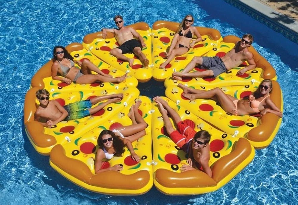 flotadores de pizza colchoneta hinchable con posavasos para bebidas en piscina